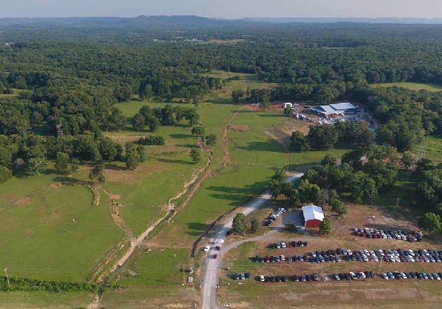 Aerial view of 84-acre property